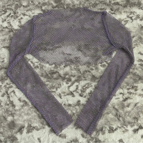 Freedom Rave Wear Lavender Rhinestone Fishnet Baelien Sleeves - Picture 3 of 5